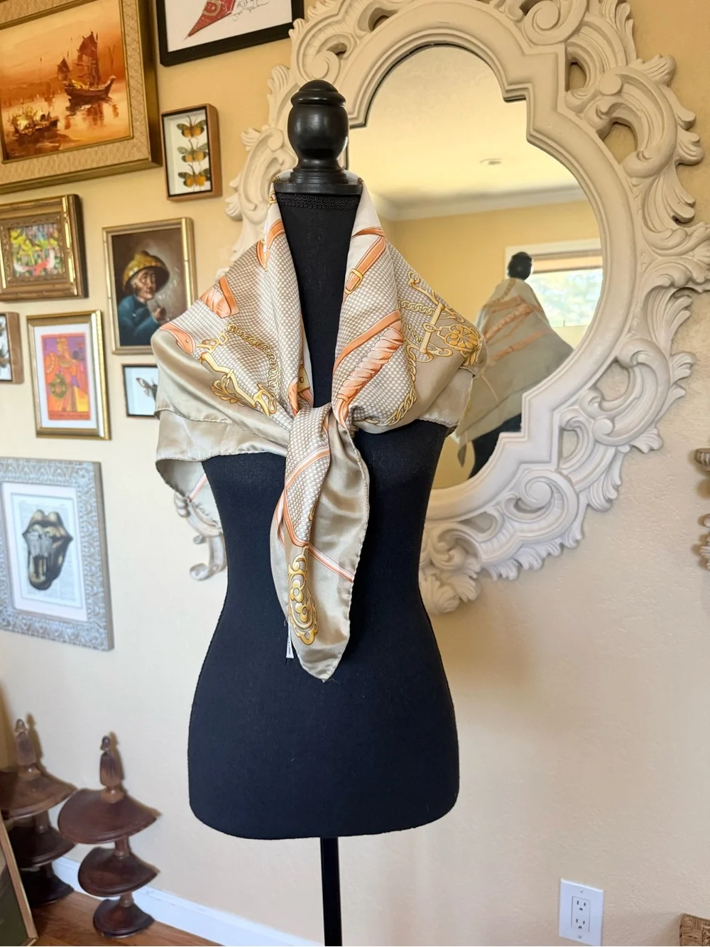 Nordstrom’s made in Italy, silk scarf horse bit chain